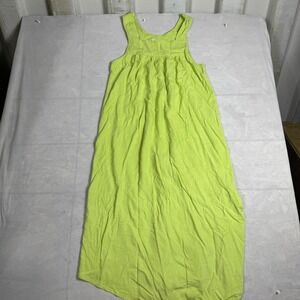 Lisa Says Gah Womens Sleeveless Long Dress Lime Green Square Neck Medium